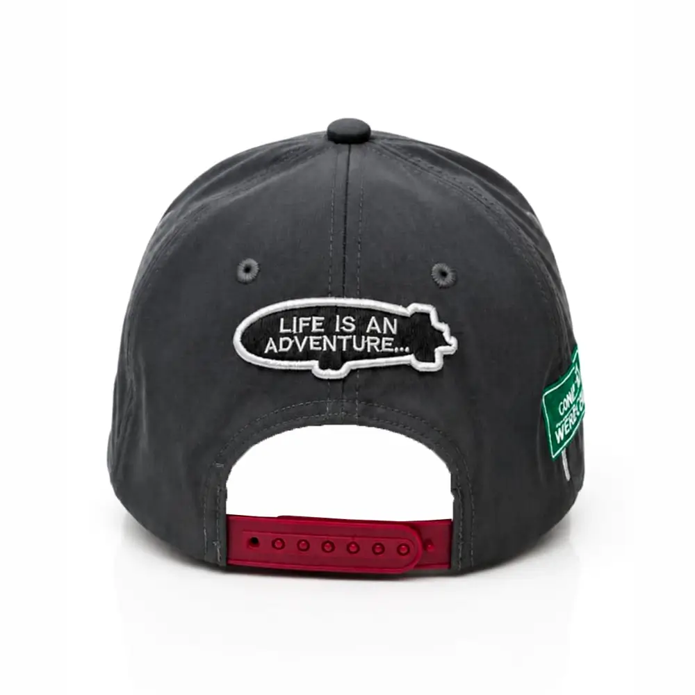 Hall of Fame OG Meteor Grey trucker snapback with red embroidered OG logo-back view